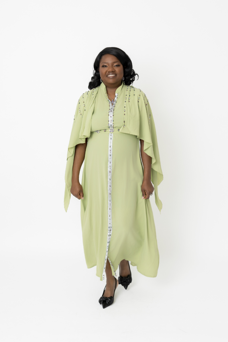 Verde Opulence Cape Dress