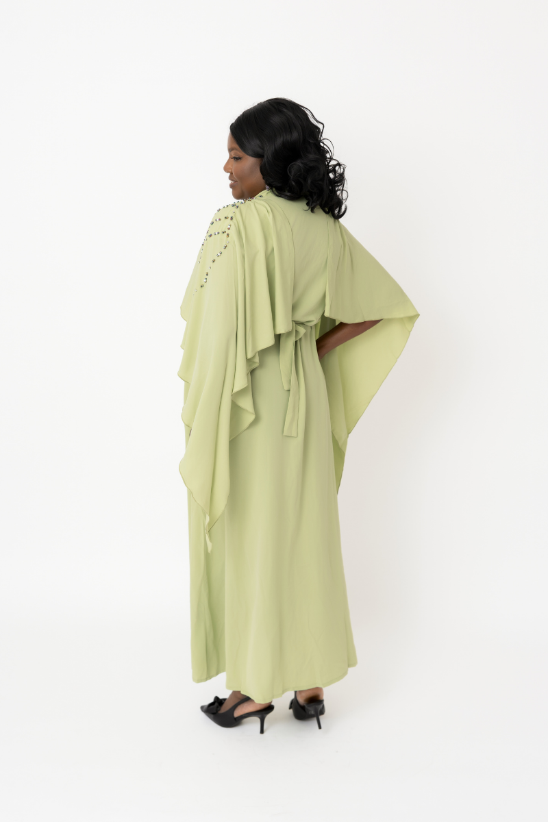 Verde Opulence Cape Dress