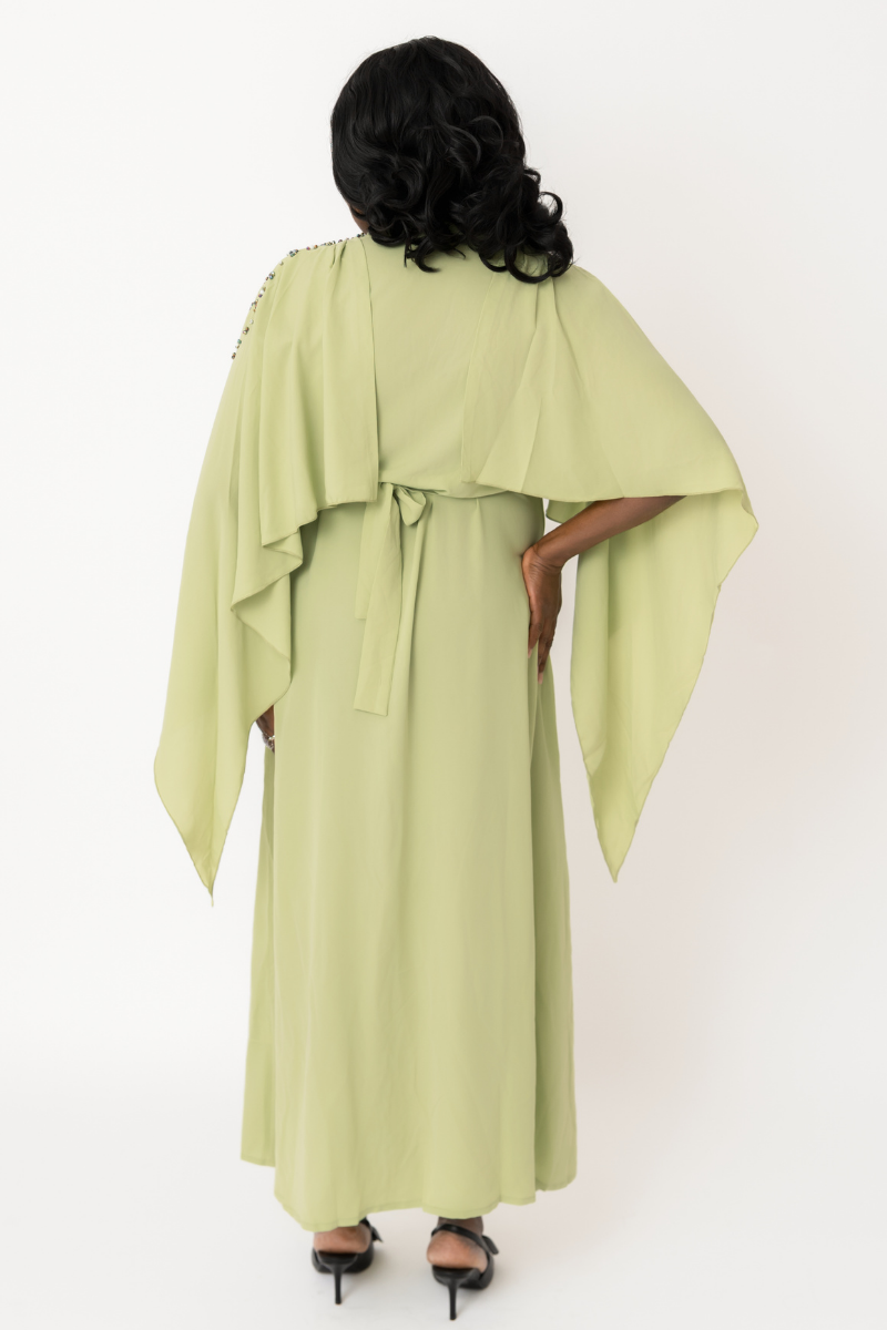 Verde Opulence Cape Dress